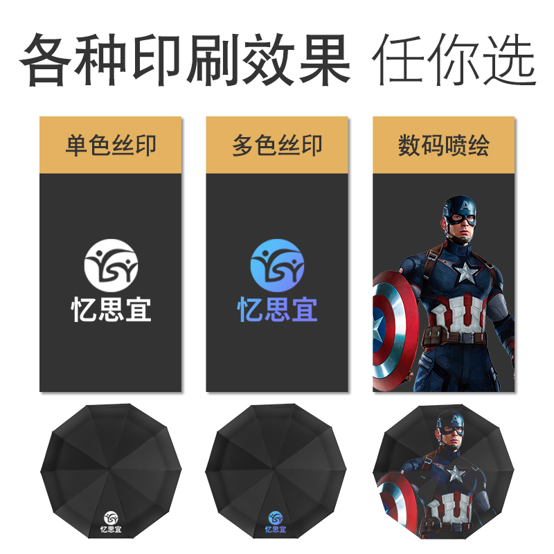 定制实木晴雨伞可印logo图案手柄刻字广告商务礼品自动黑胶遮阳伞