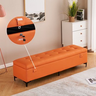 猫抓皮长条沙发凳实体娃娃带锁收纳箱双锁储物凳箱加大加宽收藏柜