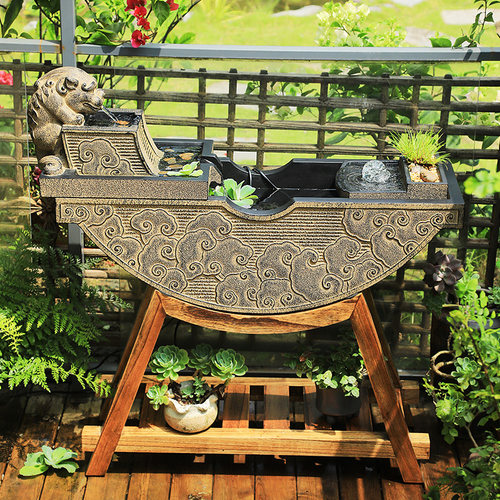 汉韵堂阳台露台落地流水摆件中式客厅G办公室装饰造景招财喷泉水