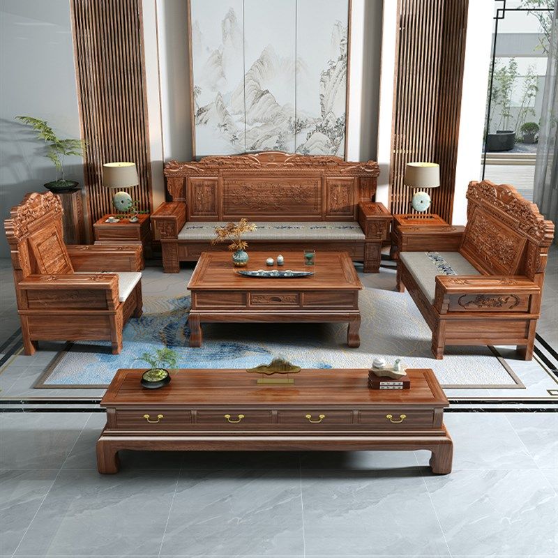 花梨木全实木沙发明清彷古雕花冬夏两用客厅2025新款高端实木家具,住宅家具,实木沙发,淘宝优惠券,粉丝福利购,淘宝优惠卷