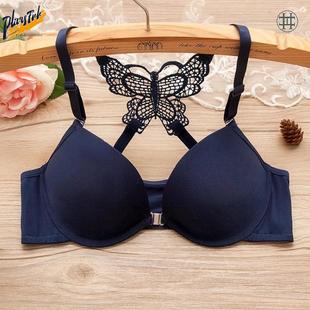 扣子在前面的胸罩扣美背文胸感深v少女士内衣小胸罩聚拢套装y型。