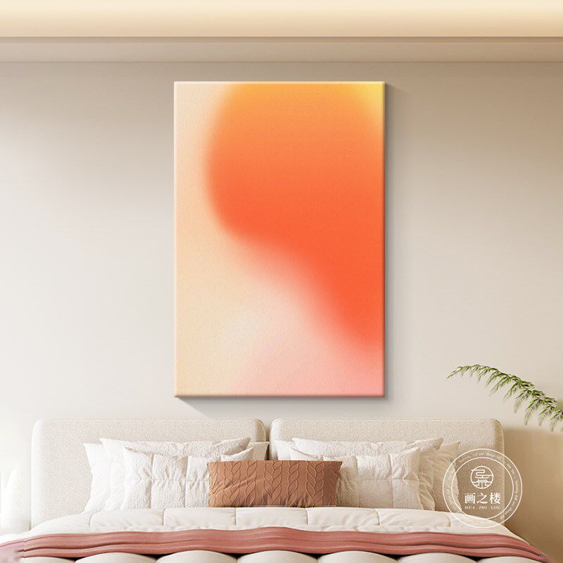 奶油风多巴胺沙发背景墙装饰画黄色小众高级感艺术挂画客厅落地画