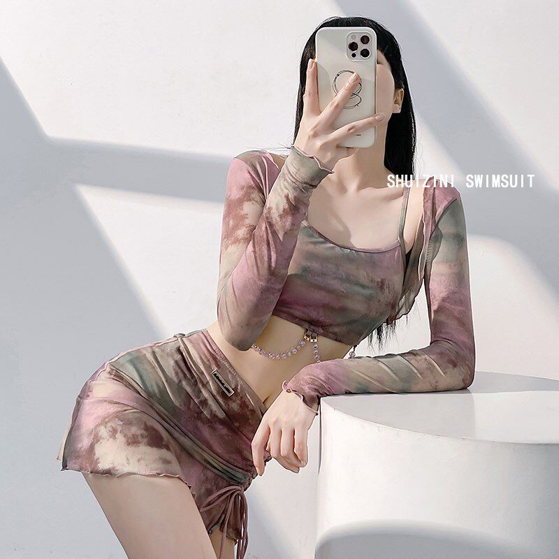 泳衣女2024新款时尚分体裙式保守遮肚显瘦少女ins网红温泉游泳装