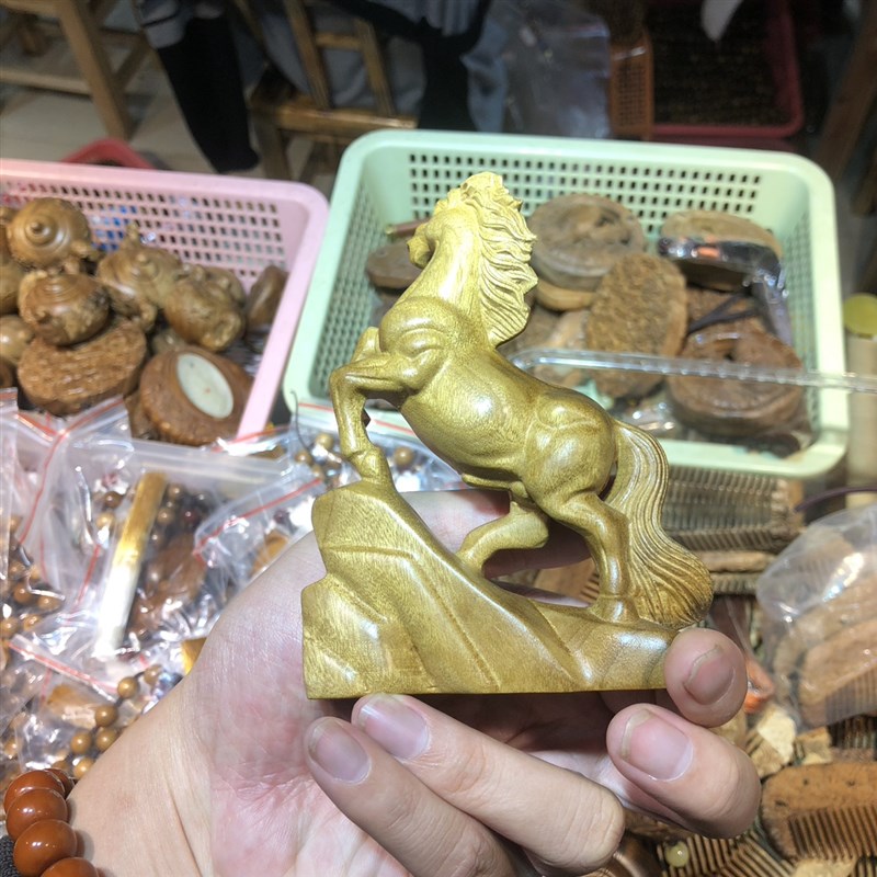 卧室家用金丝楠木木雕马到成功小摆件房间小礼品工艺品