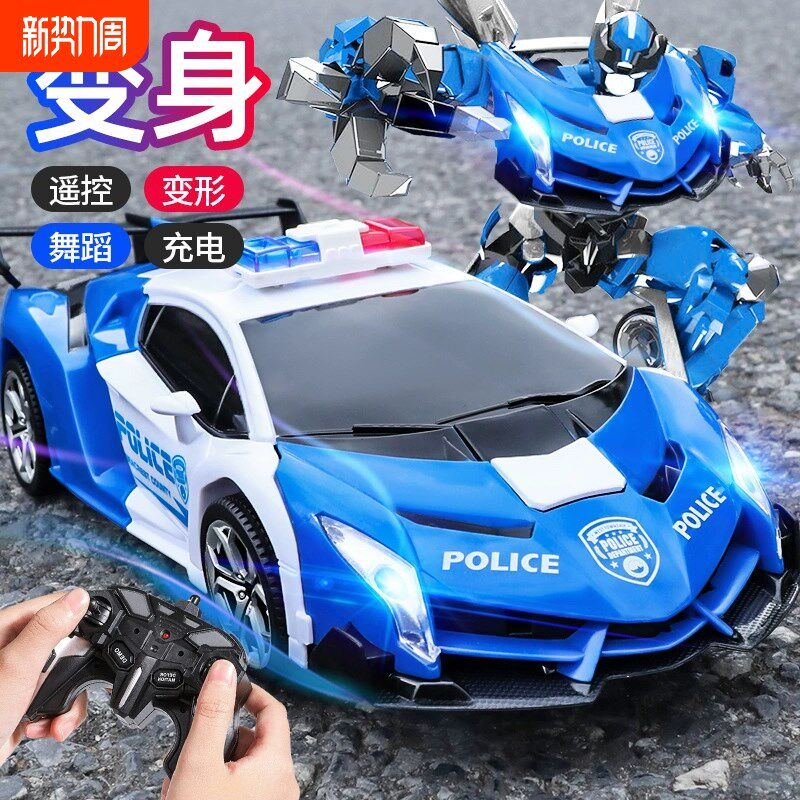 儿童手势充电遥控车玩具车金刚警车变形感应跑车38岁男孩汽赛车