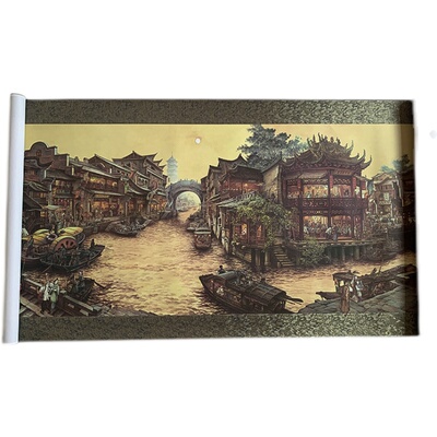 张孝友南乡旧梦图高清国画客厅装饰画人物画仿古横幅挂画喷绘