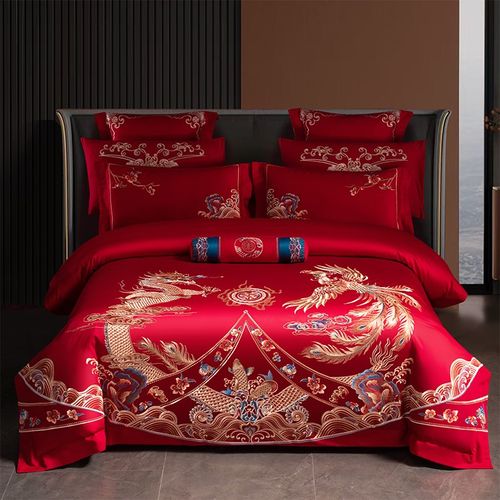 婚庆四件套全棉喜庆结婚床上用品简约纯棉婚嫁婚床新婚大红喜被罩