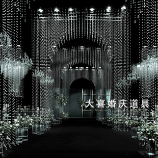 饰新款 水晶珠串拱门婚礼布置用品婚庆道具路引舞台场景装 菠萝珠帘