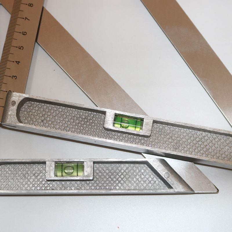 不锈钢三角尺 带水平柱20CM 15cm直角尺 拐尺木工三角板尺 角尺
