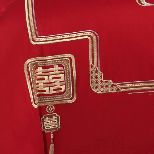 140支婚庆四件套床上用品大红色全棉龙凤刺绣婚嫁喜被结婚十件套