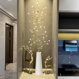 紫气东来紫水晶铜摆件发财树葫芦客厅入户玄关竖高装饰品乔迁礼物