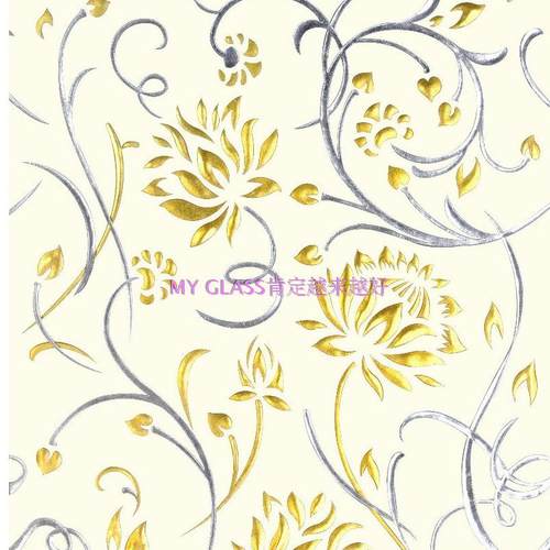 定制钢化雕刻工艺欧式玄关隔断屏风门透光吊顶天花艺术玻璃金银藤