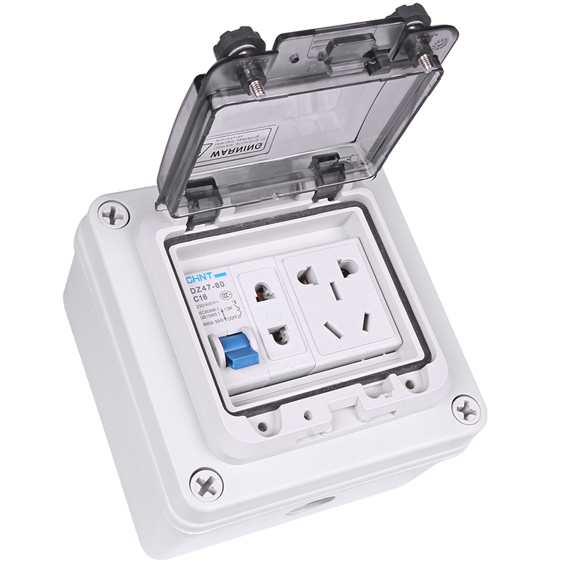 防水防雨配电箱工业家用插座电源箱空开带漏电2孔插座5孔10A/16A