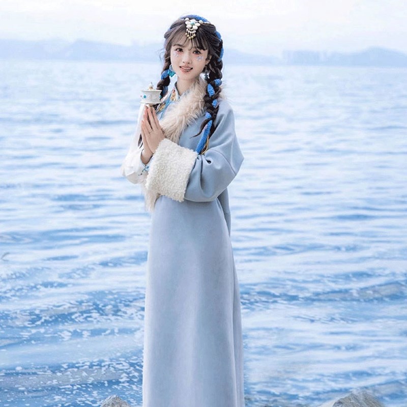 藏族服装女舞蹈服冬装新款舞蹈藏式藏族艺考全套长袖2023新款藏袍