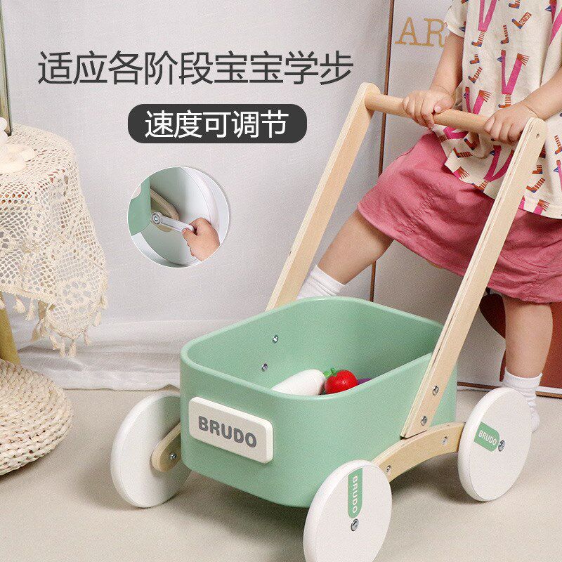 婴儿学步手推车木制防侧翻儿童手推车助步车儿童玩具手推