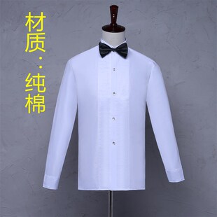 演出衬衫男小尖领燕子领风琴皱燕尾服衬衫新郎结婚礼伴郎