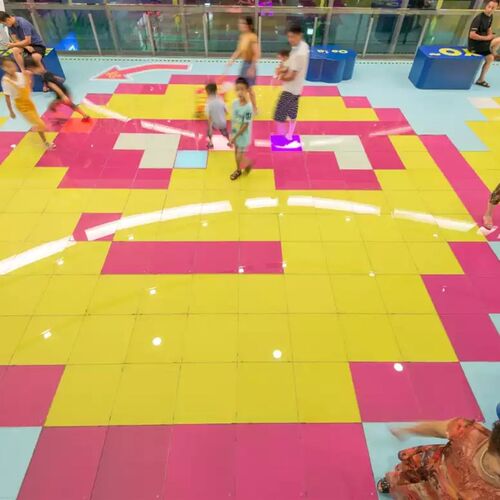 地面互动装置重力人体感应地板灯脚踩发声七彩发光X不锈钢地埋灯