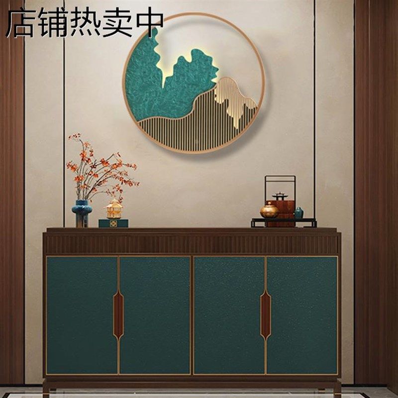 新中式墙上装饰金属圆形墙饰客厅酒店样板间墙面挂件铁艺壁饰壁挂