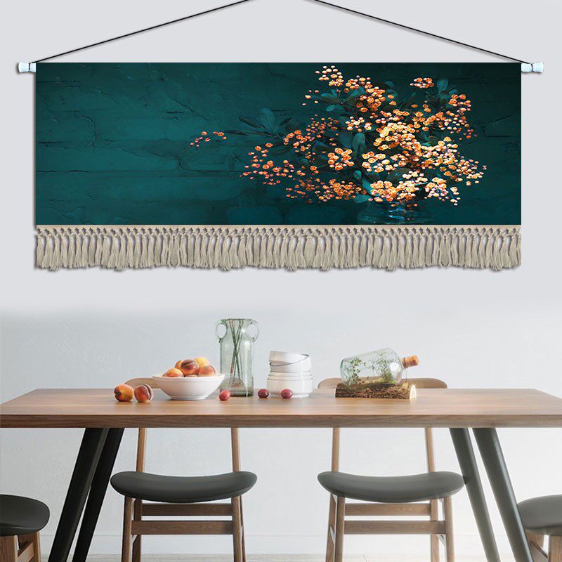 简约花卉植物挂毯布艺卧室客厅装饰画床头沙发背景墙挂画横版壁画