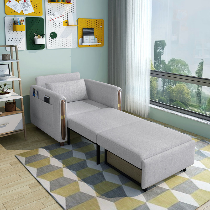 办公室沙发床单人1米宽 抽拉多功能梳化床可折叠网红款小沙发两用