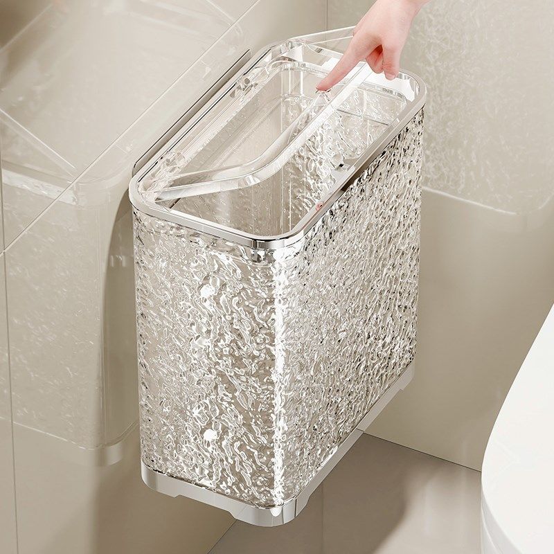 卫生间垃圾桶壁挂按压式家用客厅厨房2024新款夹缝带盖厕所桶