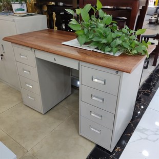 定制铁皮台铁板办公桌钢制台式电脑桌抽屉柜工作台铁桌子加厚材料