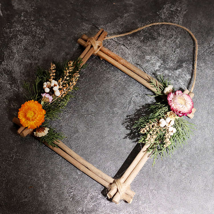 真花干花干树枝墙壁装饰挂件墙上装修壁挂客厅房间墙挂花环挂饰