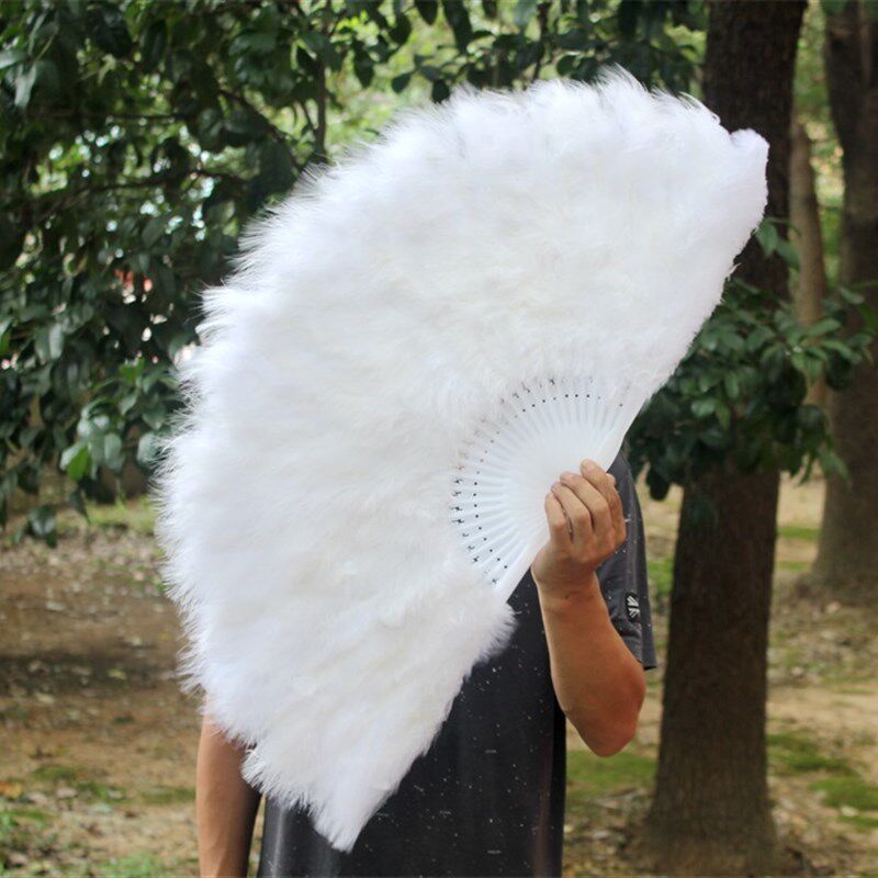 全绒加厚 特大号白色羽毛扇 舞蹈扇 工艺扇子 舞台道具80Z*40cm