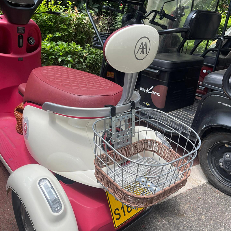 电动车后置车筐加大容量带盖挂物篮三轮电动车置物箱自行车车篮子