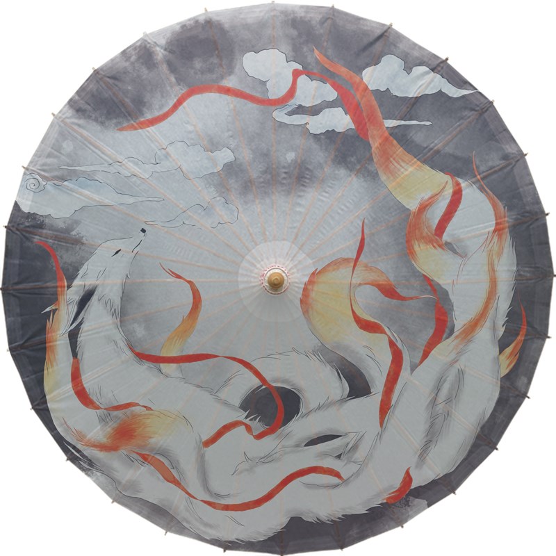 定制夏季油纸伞防雨防晒伞汉服装饰走秀道具伞收藏祥云九尾狐包邮