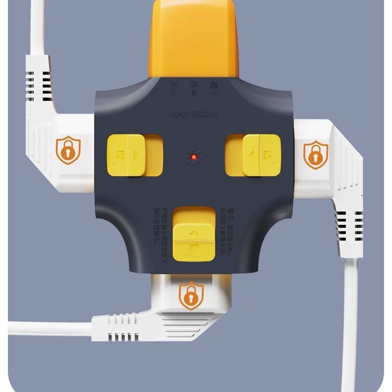 大功率地拖插板过载保护插板带自锁纯铜插排多功能工地防摔接线板
