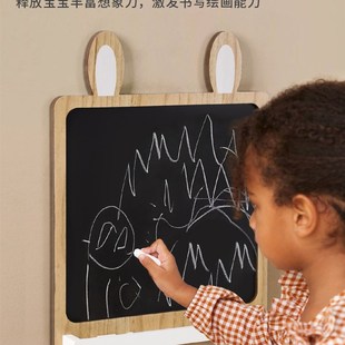 儿童房墙壁画画黑板涂鸦画板木质装饰挂件卧室样板间软装墙上挂饰
