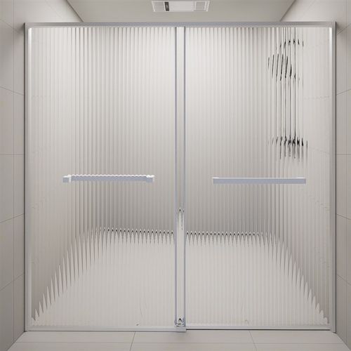 淋浴房一字型移门缓冲推拉卫生间干湿分离玻璃隔断浴室洗澡无障碍