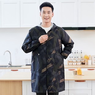 新款加长款男士罩衣大人防水围裙家用厨房时尚防油防尘大褂工作服