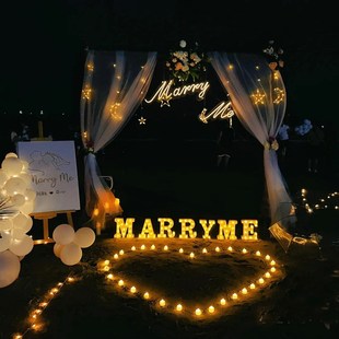 marry me求婚灯牌s霓虹灯字牌嫁给我字母灯求婚道具室外电池款发