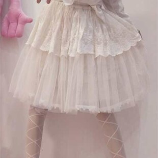 【王妍与夏季】日常Lolita纯棉网D纱刺绣打底裤层叠南瓜裤裙可外