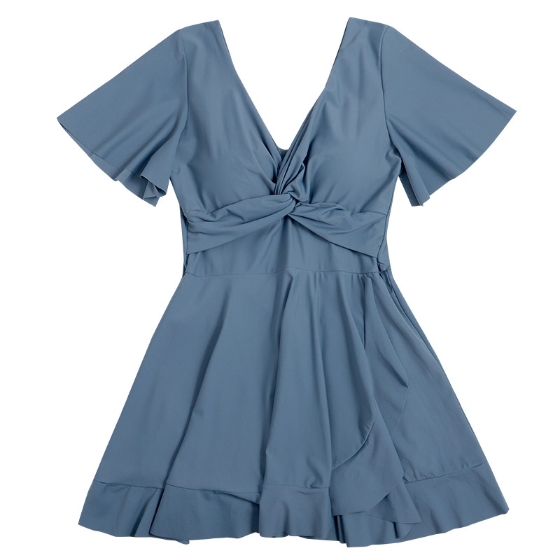 韩国大码保守游泳衣女连体裙式200斤胖mm学生遮肚显瘦泡温泉泳装