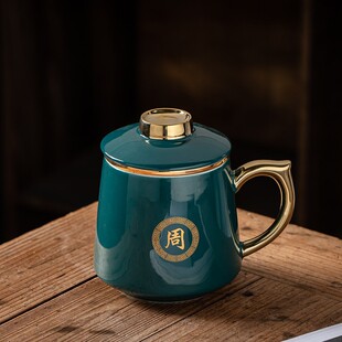 描金陶瓷茶杯茶水分离泡茶杯办公室个人专用带过滤茶漏高档水杯