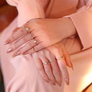 【一套四个】韩版女网红小饰品ins珍珠闺蜜戒指套装关节食指对戒