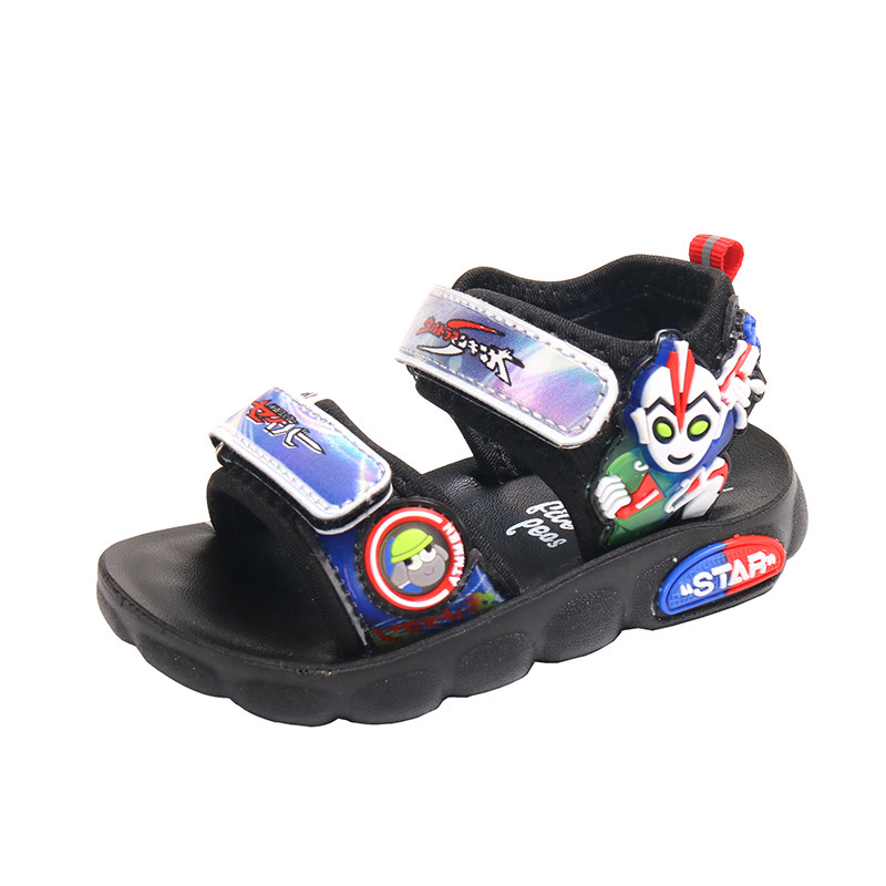 儿童凉鞋男童鞋夏季新款闪灯防滑卡通中小童宝宝S聚氨酯轻底沙滩