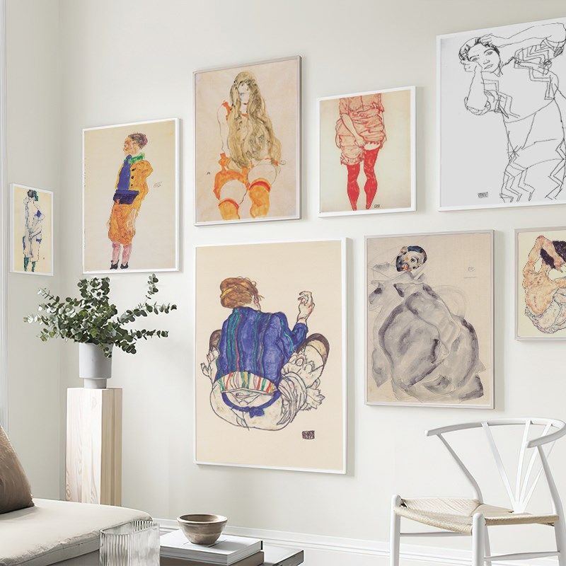 世界名画奥地利埃贡席勒复古艺术装饰棉质油画布画芯花卉人物画,家居饰品,现代装饰画,淘宝优惠券,粉丝福利购,淘宝优惠卷