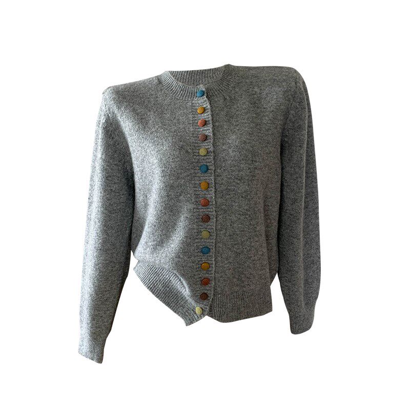 红色开衫毛衣外套女2025秋冬季新款内搭圆领针织打底衫高级感上衣