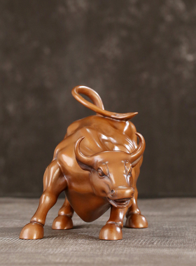 纯紫铜招财牛华尔街牛摆件 旺市牛 客厅办公室开业礼品