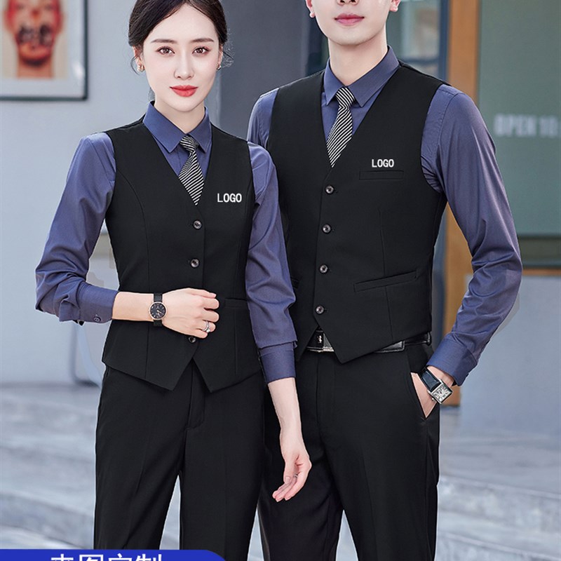 马甲定制绣LOGO乔氏台球俱乐部工衣马夹酒店KTV职业套装背心绣字