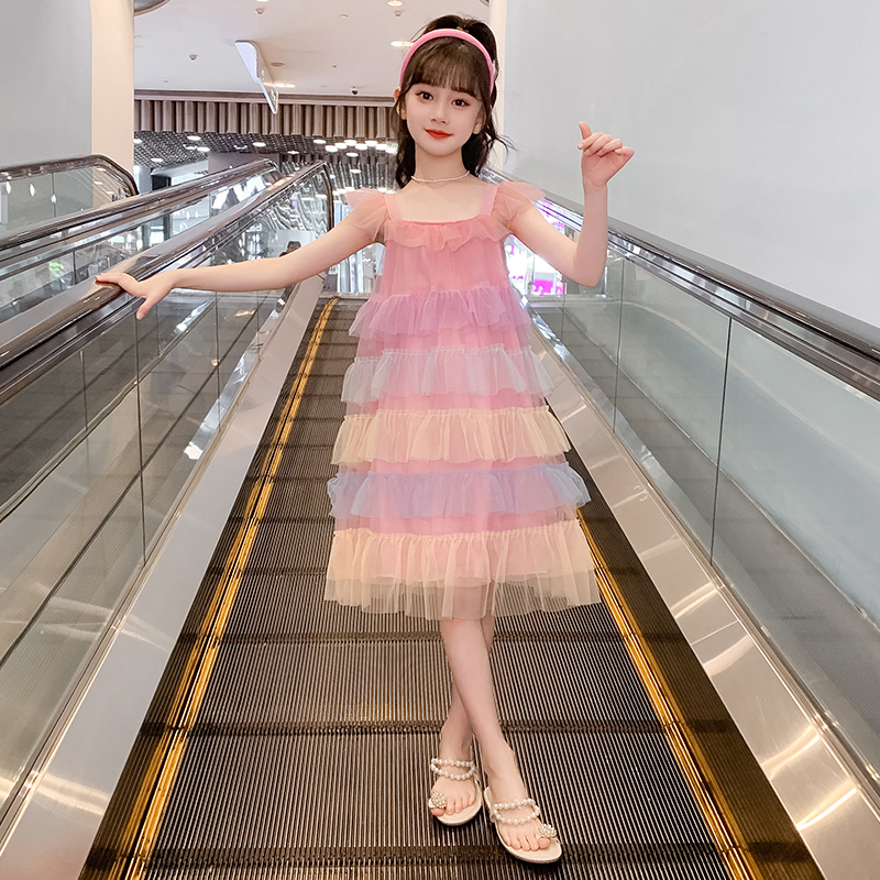 女童连衣裙夏季2023新款女孩洋气蓬蓬纱裙公主裙夏装儿童网红裙子