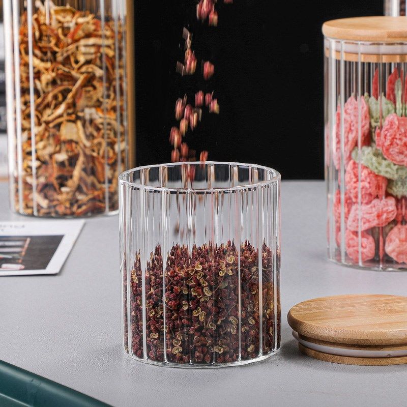 家用玻璃茶叶罐条纹圆形密封防霉罐子厨房杂粮收纳瓶防潮储物盒厚,厨房/烹饪用具,密封罐,淘宝优惠券,粉丝福利购,淘宝优惠卷