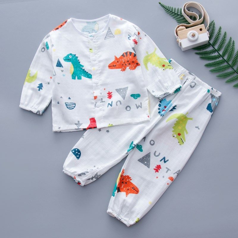 儿童睡衣男童纯棉纱布春夏季薄款女童家居服男孩宝宝空调服套装,童装/婴儿装/亲子装,家居服套装,淘宝优惠券,粉丝福利购,淘宝优惠卷