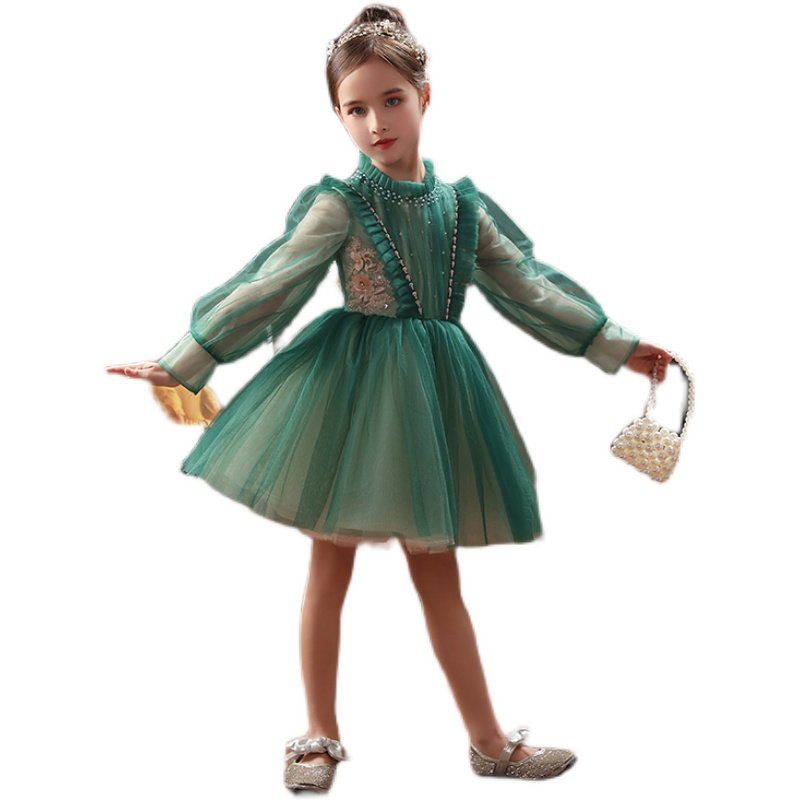 女童晚礼服公主裙女童生日花童婚纱主持人儿童钢琴演出服绿色春秋,童装/婴儿装/亲子装,儿童礼服,淘宝优惠券,粉丝福利购,淘宝优惠卷