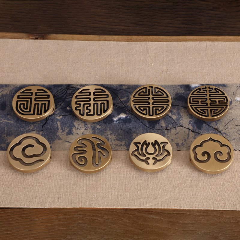 瑞象 古铜色桥耳香篆黄铜 香篆模具工具灰押打拓打篆香印仿古做旧