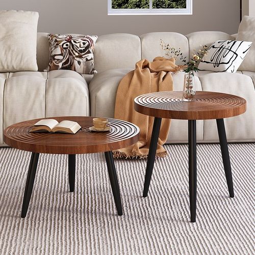轻奢极简组合茶几日式创意年轮小茶几北欧小户型沙发边几阳台茶桌